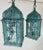 Modern 1950s Mediterranean Decorative Patina 3 Light Cluster Lanterns With Matching Chain and Canopy - Pair For Sale - Image 3 of 12