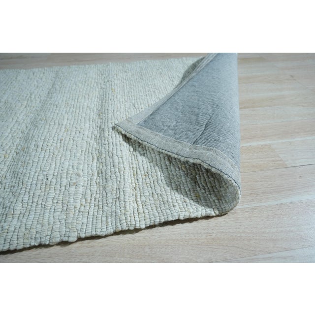 5x8 Fiona Rustic Ivory Open Solid Minimalist Flatweave Wool Carpet Rug For Sale - Image 9 of 10