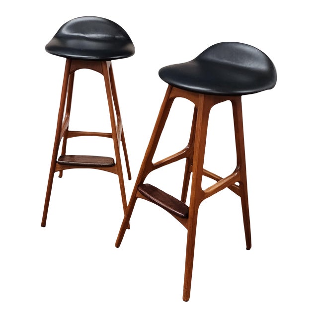 Vintage Teak Barstools by Erik Buch - A Pair For Sale