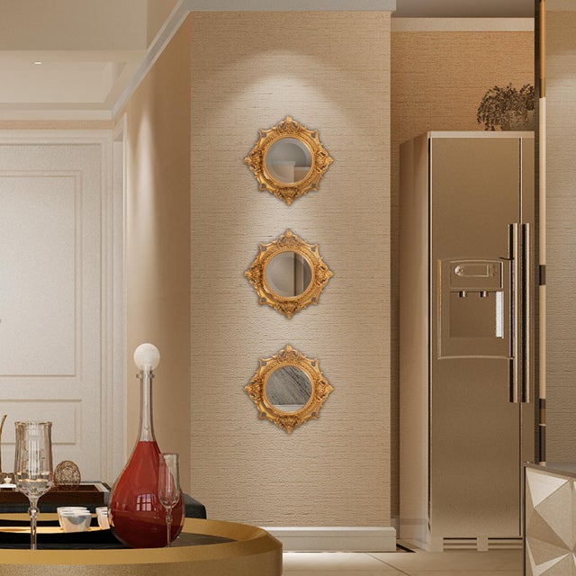 Gold French D' Amboise Collection of Gold Petite Mirrors- Round For Sale - Image 8 of 9