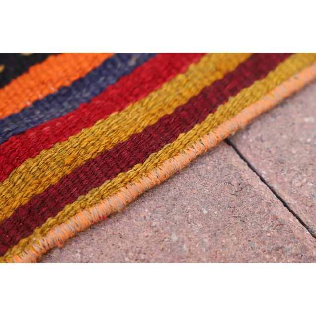 Orange 1970s Turkish Ethnic Design Striped Orange Small Kilim Rug For Sale - Image 8 of 13