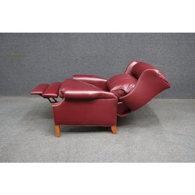 Hancock & Moore Burgundy Leather Wingback Recliner Lounge Chair For Sale - Image 12 of 14