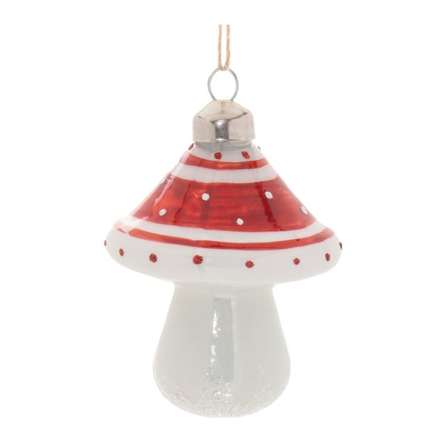 Kenneth Ludwig Chicago Glittered Glass Mushroom Ornament (Set of 6) For Sale - Image 4 of 5