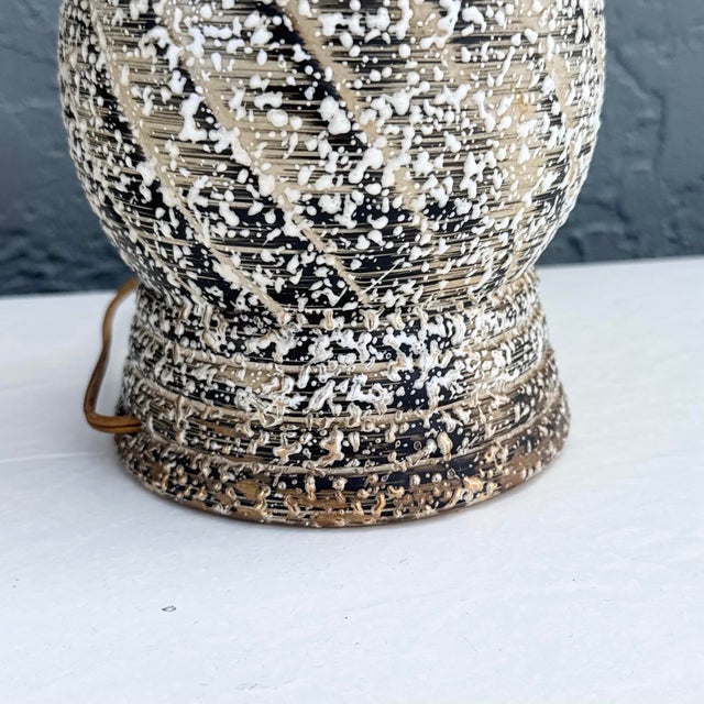 Ceramic Mid Century Modern Splatter Glazed Swirl Table Lamps - A Pair For Sale - Image 7 of 9
