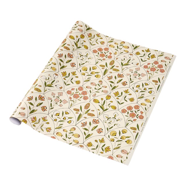 Schumacher Frances Floral Wrapping Paper In Petal For Sale