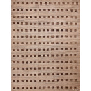 Nazmiyal Collection Brown Geometric Squares Modern Rug For Sale