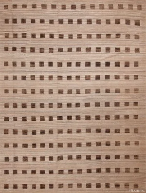 Nazmiyal Collection Brown Geometric Squares Modern Rug
