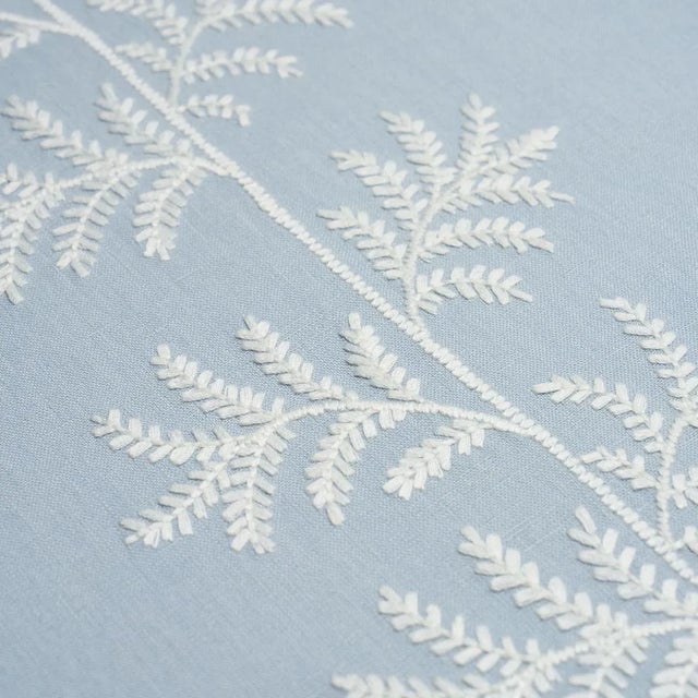 Schumacher Schumacher Eloise Embroidery Wallpaper In Sky For Sale - Image 4 of 4