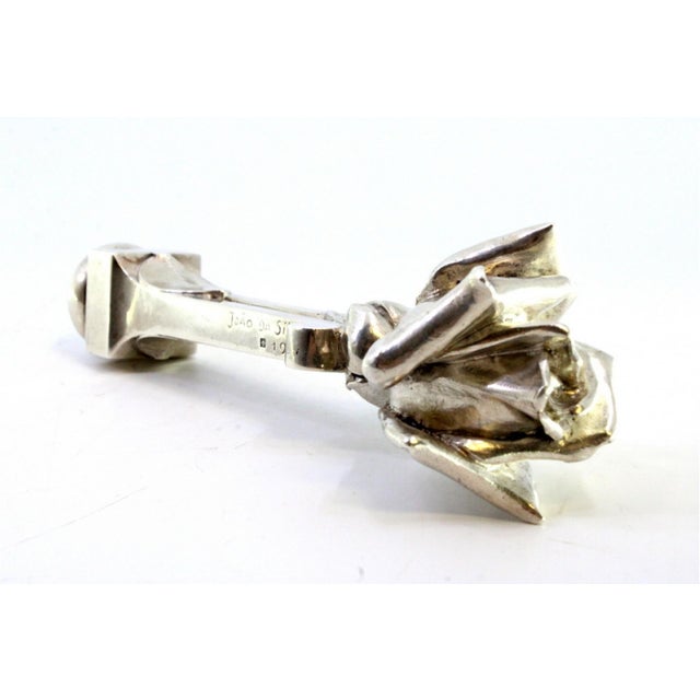 Silver Seal with Top Flower on Column with Coat of Arms For Sale - Image 5 of 8