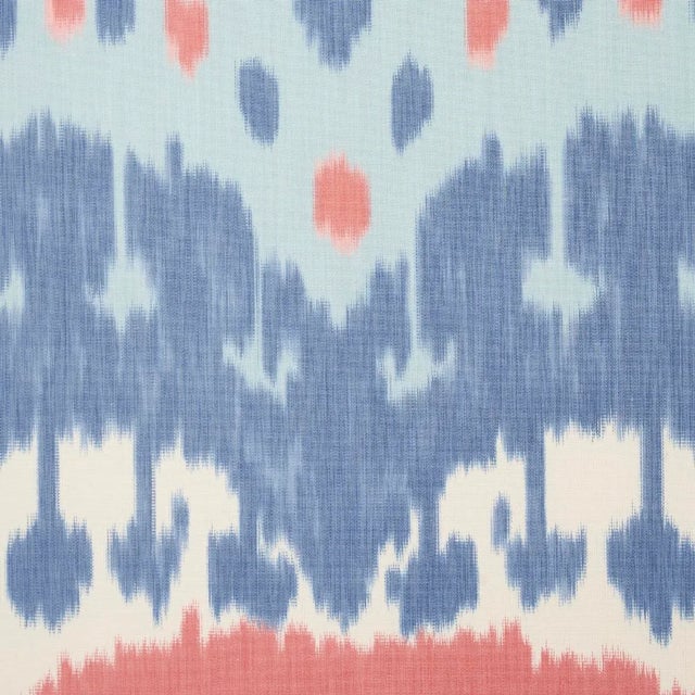 Modern Schumacher Samarkand Ikat II Fabric In Chambray & Coral For Sale - Image 3 of 5