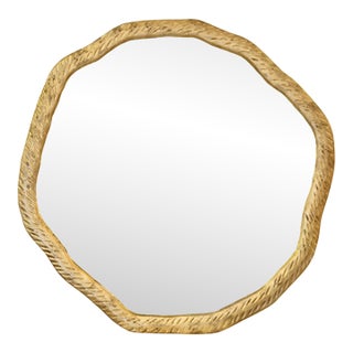 Matthew Izzo Home Candence Textured Metal Round Mirror For Sale