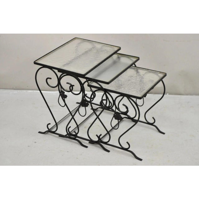 Vintage Salterini Wrought Iron Maple Leaf Garden Nesting Side Tables - Set of 3 For Sale - Image 11 of 11