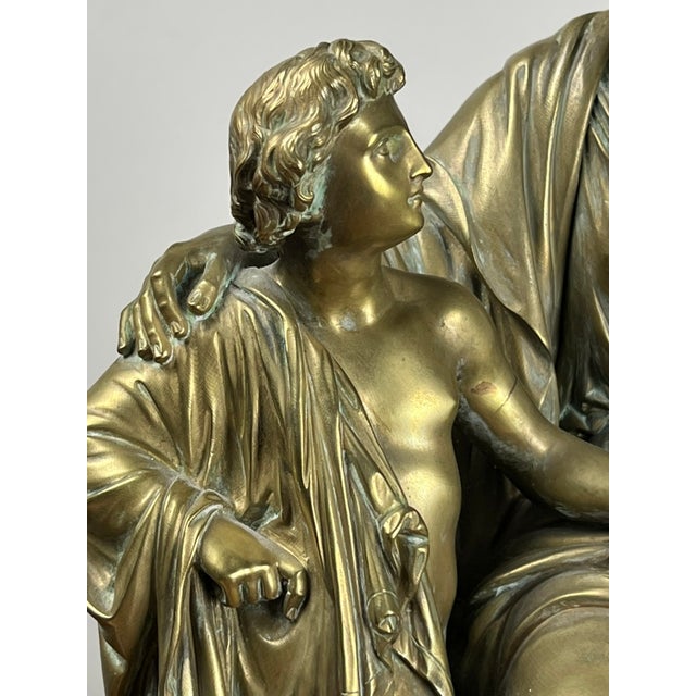 Bronze Antique Bronze Sculpture “Teacher and Pupil” by Louis Charles Janson 1865 Signed Ch. Janson For Sale - Image 8 of 12