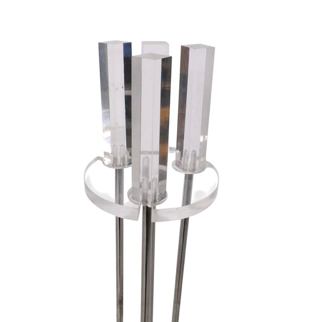 Alessandro Albrizzi Vintage Lucite and Chrome Fireplace Tool Set For Sale - Image 4 of 9