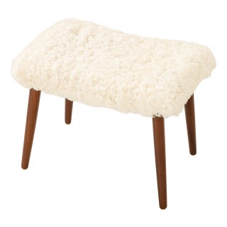 Danish Ottoman in Sheepskin, 1970s For Sale