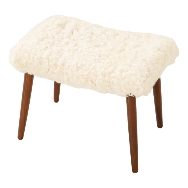 Danish Ottoman in Sheepskin, 1970s For Sale