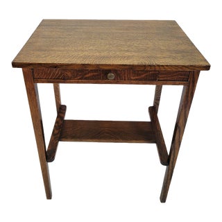 1915 American Arts & Crafts Tiger Oak Kids Desk / Hallway Table For Sale