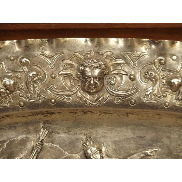Traditional Antique German Silver Repoussé Battle Scene Tray, Circa 1850 For Sale - Image 3 of 13