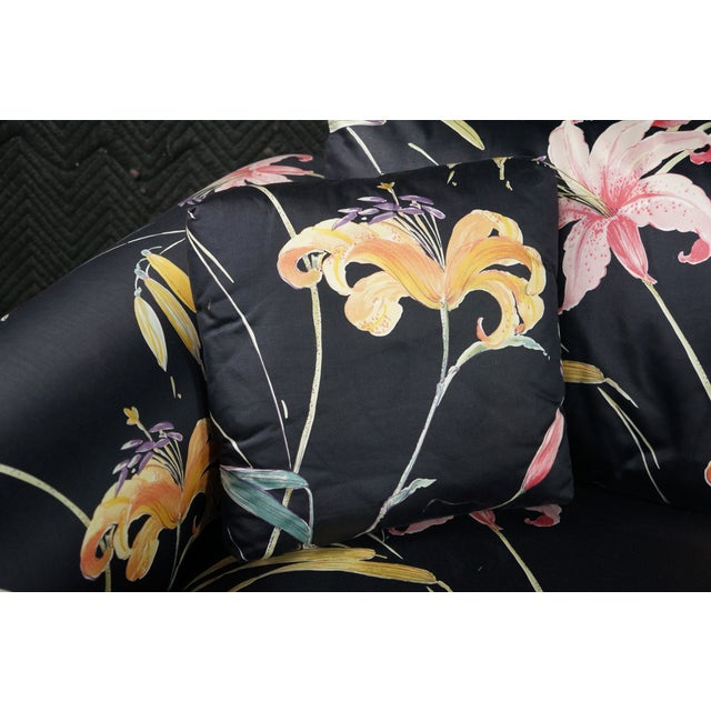 Pair Mid Century Erwin-Lambeth for John Stuart Botanical Lily Rolled Arm Sofas For Sale - Image 9 of 17