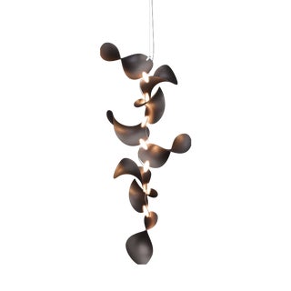 Dune 8 Vertical Cluster Pendant Light with Shades in Dark Bronze Metallic Tone by Daniel Becker for Moss Objects For Sale