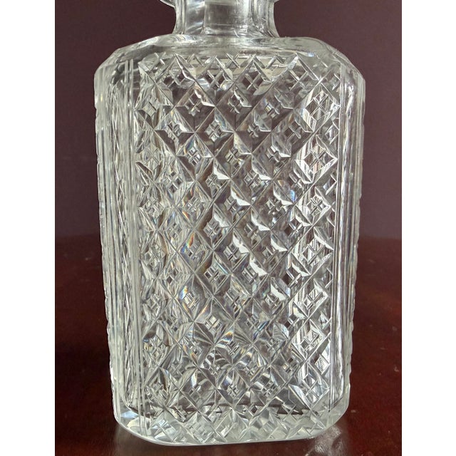 Glass Antique Vintage Brilliant Cut Glass Perfume Bottle and Original Stopper. For Sale - Image 7 of 9