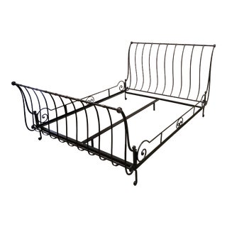 Hammered Iron Queen Sleigh Bed For Sale