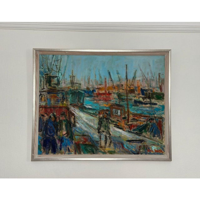 Eric With, Port of Gothenburg, 1960s, Oil on Canvas, Framed For Sale - Image 6 of 18