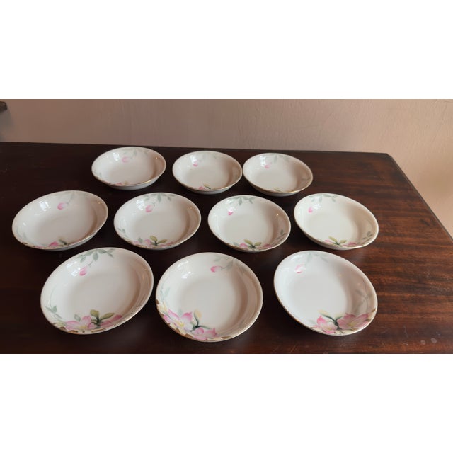Antique, Early 20th Century Noritake Azalea Porcelain Berry Bowls, Set of Ten For Sale - Image 11 of 12