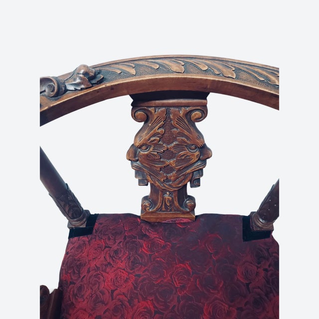Wood Antique Carved Renaissance Revival Corner Chair For Sale - Image 7 of 13
