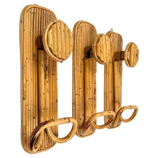 Coat Rack Stands in Bamboo and Rattan, Italy, 1970s, Set of 3 For Sale - Image 3 of 16