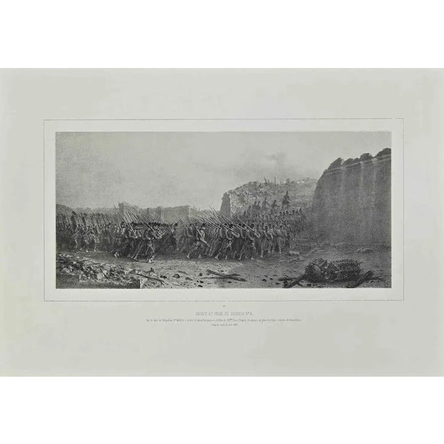 Lithograph realized by Auguste Raffet in 1860 and belonging to the series "Souvenirs d'Ialie - Expedition de Rome". Good...