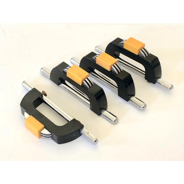 Metal Art Deco Bin Pull Hardware/Napkin Rings, Set of 4 For Sale - Image 7 of 7