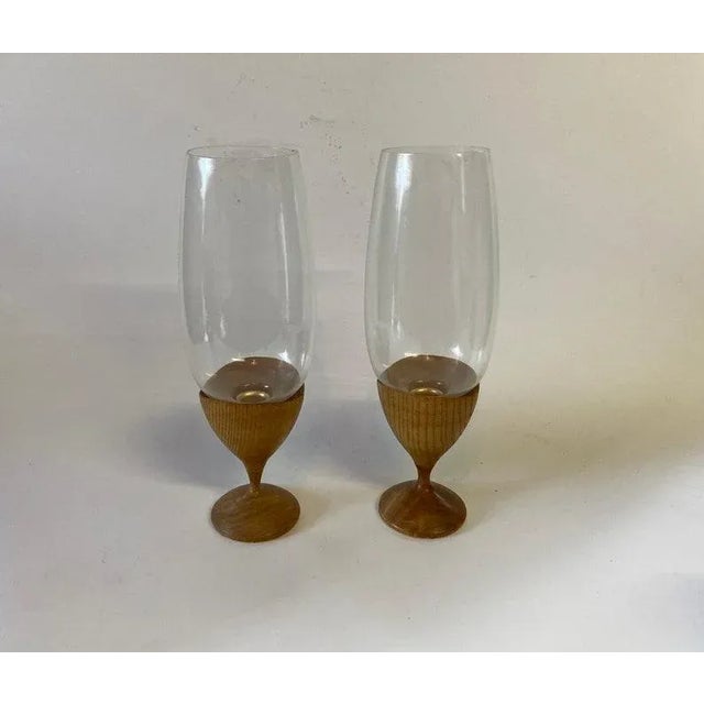Brown Pair of Danish Mid Century Hurricane Candle Holders For Sale - Image 8 of 9