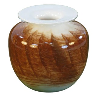 1970s Art Glass Vase Micheal Nourot Cased Rust Color For Sale