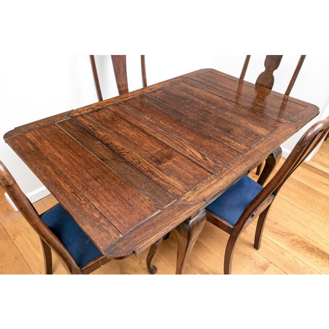 Queen Anne Antique Small Queen Anne Style Extendable Dining Set—Five Pieces For Sale - Image 3 of 17
