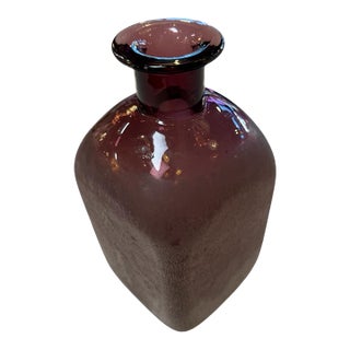 Amethyst Glass Vase With Frosted Craquelure Body, 1970s For Sale
