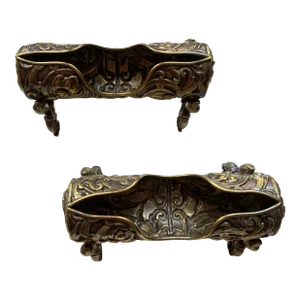 Antique Silver-Tone Bronze Footed Toothpick Holders- Set of 2