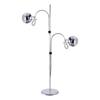 Adjustable Double Chrome Eyeball Globe Floor Lamp from Gepo, 1970s For Sale