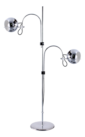 Adjustable Double Chrome Eyeball Globe Floor Lamp from Gepo, 1970s