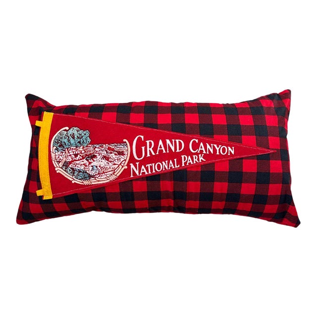 Arizona Grand Canyon National Park Vintage Pennant on New Throw Pillow For Sale