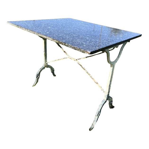 French Marble Topped and Cast Iron Bistro Table For Sale