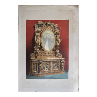 Antique Victorian Chromolithograph "A Sideboard" by J. Lamb, Manchester, Plate 243, England, C. 1870 For Sale