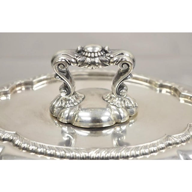 Early 20th Century Antique Gm Co Victorian Silver Plated Covered Vegetable Dish Serving Platter For Sale - Image 5 of 11