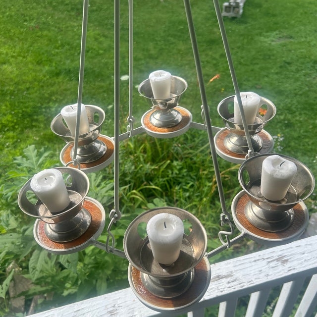 Ooak custom piece; vintage metal frame with wood inserts and attached polished vintage candle holders (holders started...