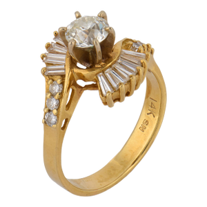 Vintage Diamond 14k Yellow Gold Engagement Ring, Size 8