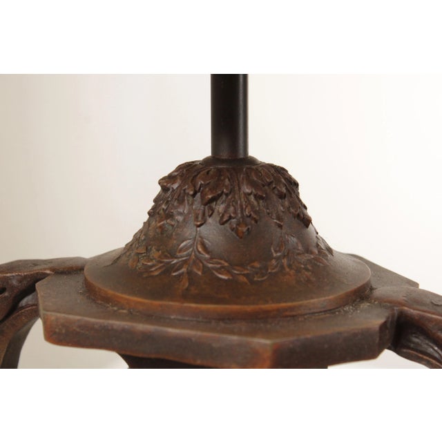 Antique French Art Nouveau Patinated Metal Table Lamp For Sale - Image 10 of 12