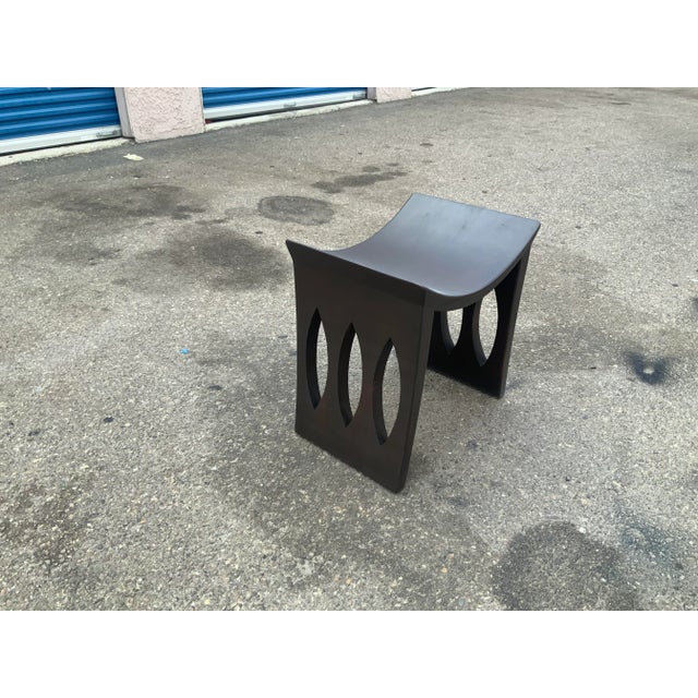 Brown Modern Mid Century Style Stool For Sale - Image 8 of 9