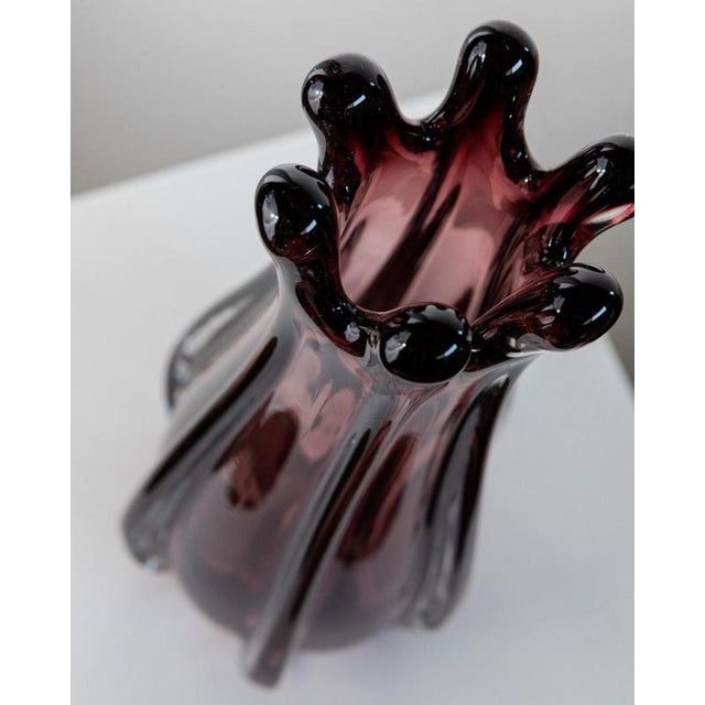 Vintage Italian Murano Glass Vase in Berry Tone, 1960s For Sale - Image 9 of 11