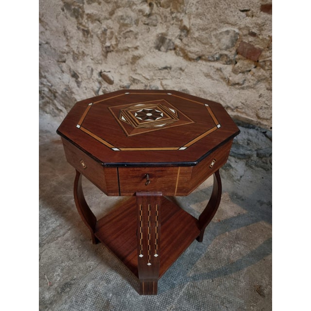Inlaid Side or Sewing Table in Mahogany and Mixed Woods, France, 1930s-1950s For Sale - Image 15 of 18