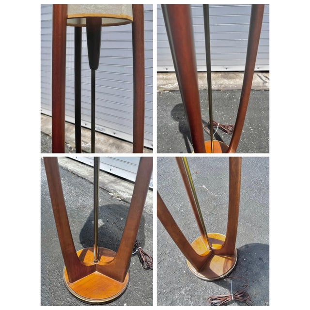Mid 20th Century Mid Century Modern Modeline ‘Cactus’ Floor Lamp With Carved Wood For Sale - Image 9 of 12